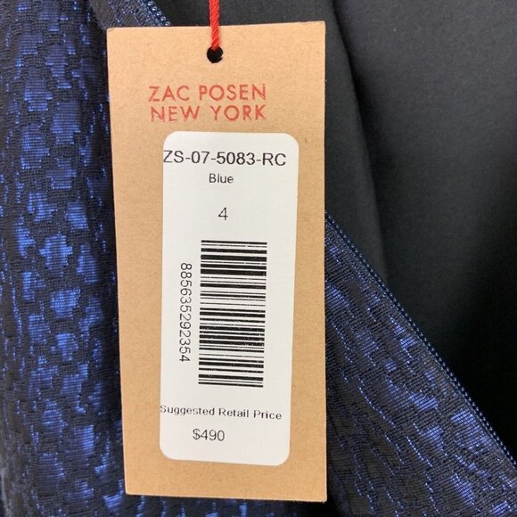 NEW Zac Posen Bodycon Dress Womens Size 4 Blue Metallic Cocktail Party - Picture 7 of 11